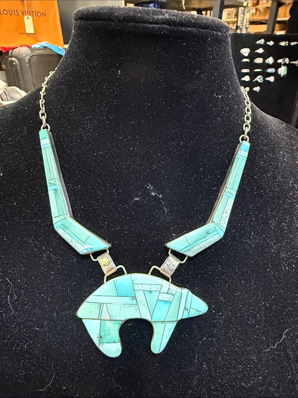 524236 Sterling Navajo signed Phil Sanchez necklace